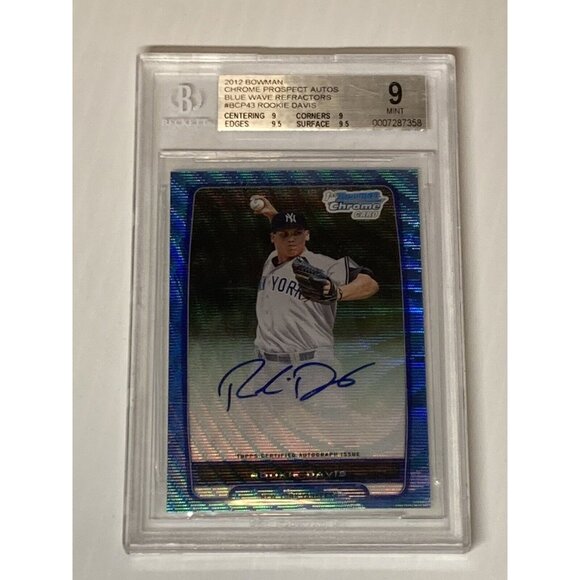 2012 Bowman Chrome Autograph Blue Wave Refractor /50 #BCP43 Rookie Davis BGS 9